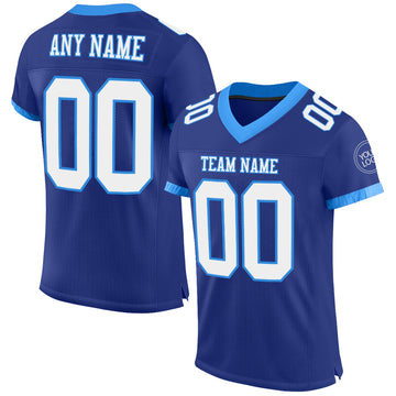 Custom Royal White-Electric Blue Mesh Authentic Football Jersey
