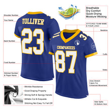 Load image into Gallery viewer, Custom Royal White-Gold Mesh Authentic Football Jersey
