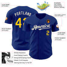 Load image into Gallery viewer, Custom Royal Yellow-Cream Authentic Baseball Jersey
