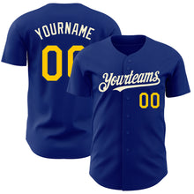 Laden Sie das Bild in den Galerie-Viewer, Custom Royal Yellow-Cream Authentic Baseball Jersey
