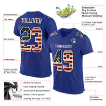Load image into Gallery viewer, Custom Royal Vintage USA Flag-City Cream Mesh Authentic Football Jersey
