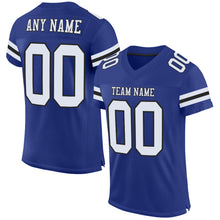 Load image into Gallery viewer, Custom Royal White-Black Mesh Authentic Football Jersey

