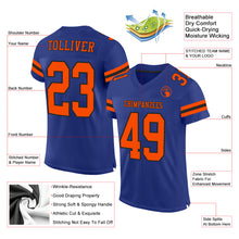 Load image into Gallery viewer, Custom Royal Orange-Black Mesh Authentic Football Jersey
