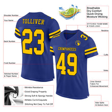Load image into Gallery viewer, Custom Royal Yellow-Black Mesh Authentic Football Jersey
