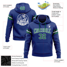 Load image into Gallery viewer, Custom Stitched Royal Kelly Green-White Football Pullover Sweatshirt Hoodie
