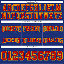Load image into Gallery viewer, Custom Stitched Royal Red-Gold Football Pullover Sweatshirt Hoodie
