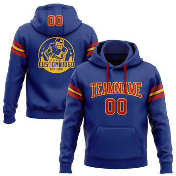 Custom Stitched Royal Red-Gold Football Pullover Sweatshirt Hoodie