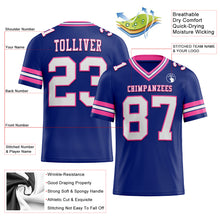 Laden Sie das Bild in den Galerie-Viewer, Custom Royal White-Pink Mesh Authentic Football Jersey
