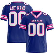 Laden Sie das Bild in den Galerie-Viewer, Custom Royal White-Pink Mesh Authentic Football Jersey
