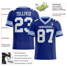 Load image into Gallery viewer, Custom Royal White-Light Blue Mesh Authentic Football Jersey
