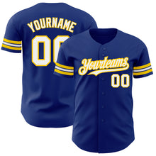 Load image into Gallery viewer, Custom Royal White-Yellow Authentic Baseball Jersey
