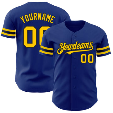 Custom Royal Yellow-Black Authentic Baseball Jersey