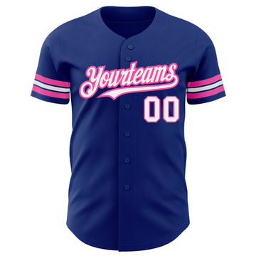 Custom Royal White-Pink Authentic Baseball Jersey