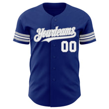 Laden Sie das Bild in den Galerie-Viewer, Custom Royal White-Gray Authentic Baseball Jersey
