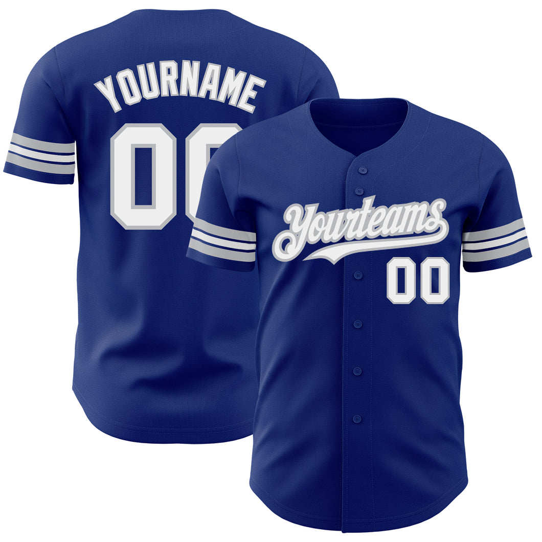 Custom Royal White-Gray Authentic Baseball Jersey