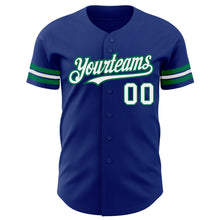 Laden Sie das Bild in den Galerie-Viewer, Custom Royal White-Kelly Green Authentic Baseball Jersey
