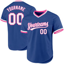 Load image into Gallery viewer, Custom Royal White-Pink Authentic Throwback Baseball Jersey
