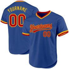 Load image into Gallery viewer, Custom Royal Red-Gold Authentic Throwback Baseball Jersey
