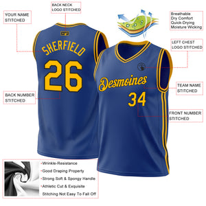 Custom Royal Gold-Black Authentic Throwback Basketball Jersey