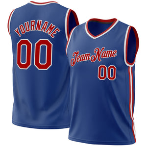 Custom Royal Red-White Authentic Throwback Basketball Jersey