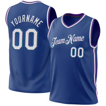 Custom Royal Purple-Teal Authentic Throwback Basketball Jersey