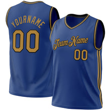 Load image into Gallery viewer, Custom Royal Old Gold-Black Authentic Throwback Basketball Jersey
