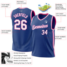 Load image into Gallery viewer, Custom Royal White-Pink Authentic Throwback Basketball Jersey

