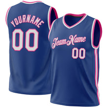 Laden Sie das Bild in den Galerie-Viewer, Custom Royal White-Pink Authentic Throwback Basketball Jersey
