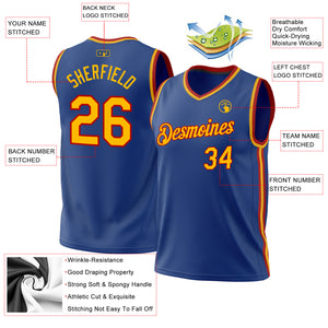 Custom Royal Gold-Red Authentic Throwback Basketball Jersey