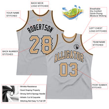 Laden Sie das Bild in den Galerie-Viewer, Custom Gray Old Gold-Black Authentic Throwback Basketball Jersey
