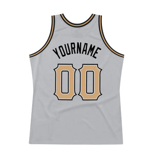 Custom Gray Old Gold-Black Authentic Throwback Basketball Jersey