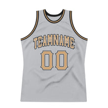 Laden Sie das Bild in den Galerie-Viewer, Custom Gray Old Gold-Black Authentic Throwback Basketball Jersey
