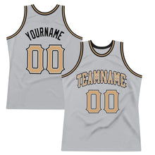 Laden Sie das Bild in den Galerie-Viewer, Custom Gray Old Gold-Black Authentic Throwback Basketball Jersey
