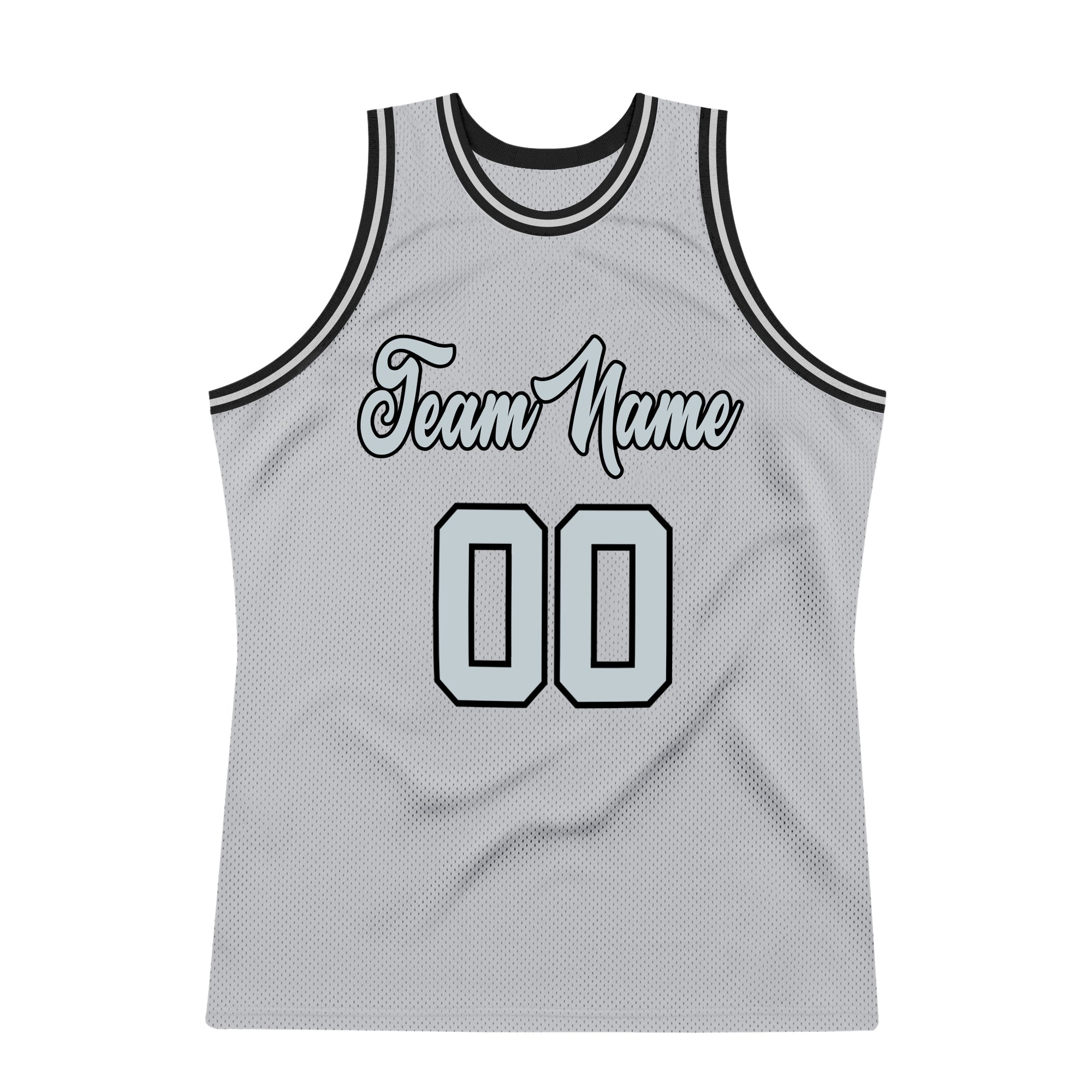 FANSIDEA Custom Black White-Silver Gray Round Neck Rib-Knit Basketball Jersey Youth Size:M