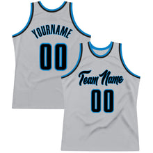 Load image into Gallery viewer, Custom Gray Navy-Blue Authentic Throwback Basketball Jersey
