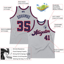 Load image into Gallery viewer, Custom Gray Navy-Red Authentic Throwback Basketball Jersey
