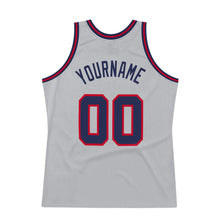 Load image into Gallery viewer, Custom Gray Navy-Red Authentic Throwback Basketball Jersey

