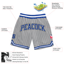 Load image into Gallery viewer, Custom Gray Black Pinstripe Royal-White Authentic Basketball Shorts
