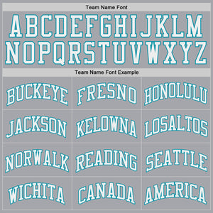Custom Gray White-Teal Authentic Throwback Basketball Jersey
