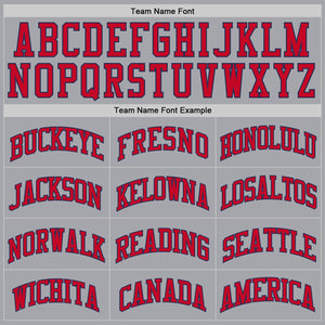 Custom Gray Red-Navy Authentic Throwback Basketball Jersey