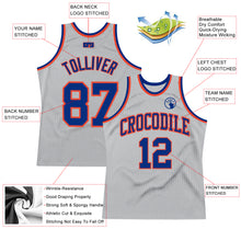 Load image into Gallery viewer, Custom Gray Royal-Orange Authentic Throwback Basketball Jersey
