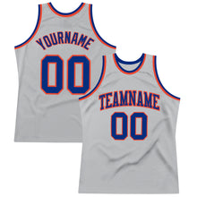 Load image into Gallery viewer, Custom Gray Royal-Orange Authentic Throwback Basketball Jersey
