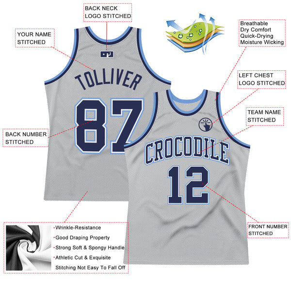 Custom White Navy-Light Blue Authentic Throwback Basketball Jersey Discount