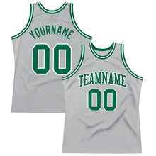 Load image into Gallery viewer, Custom Gray Kelly Green-White Authentic Throwback Basketball Jersey
