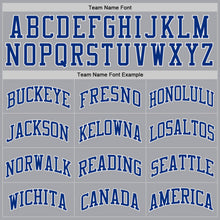 Load image into Gallery viewer, Custom Gray Royal-White Authentic Throwback Basketball Jersey
