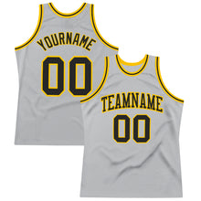 Load image into Gallery viewer, Custom Gray Black-Gold Authentic Throwback Basketball Jersey
