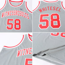 Load image into Gallery viewer, Custom Gray Red-White Authentic Throwback Basketball Jersey
