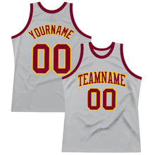 Load image into Gallery viewer, Custom Gray Maroon-Gold Authentic Throwback Basketball Jersey
