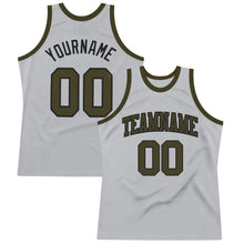 Загрузить изображение в средство просмотра галереи, Custom Gray Olive-Black Authentic Throwback Basketball Jersey
