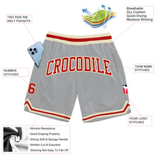 Load image into Gallery viewer, Custom Gray Red-Cream Authentic Throwback Basketball Shorts
